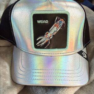 Goorin Bros Holographic Silver Trucker Hat Weird Squid Patch